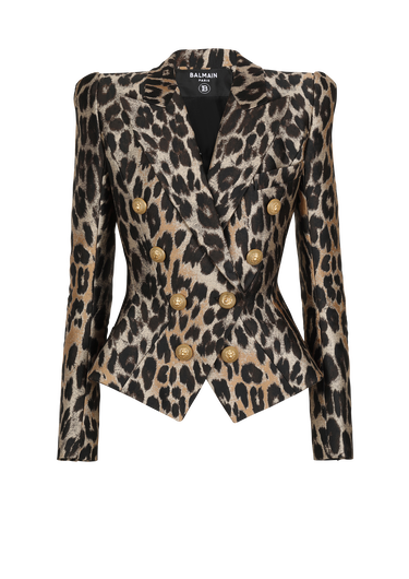 Slim-fit jacket in leopard jacquard