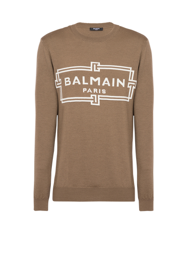 Wool sweater with Balmain Paris logo